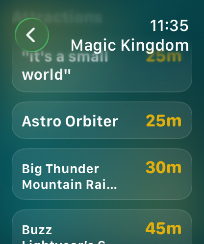 ParkScope Apple Watch park overview
