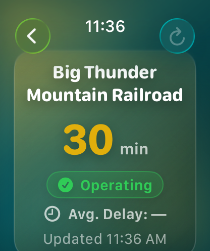 ParkScope Apple Watch ride list